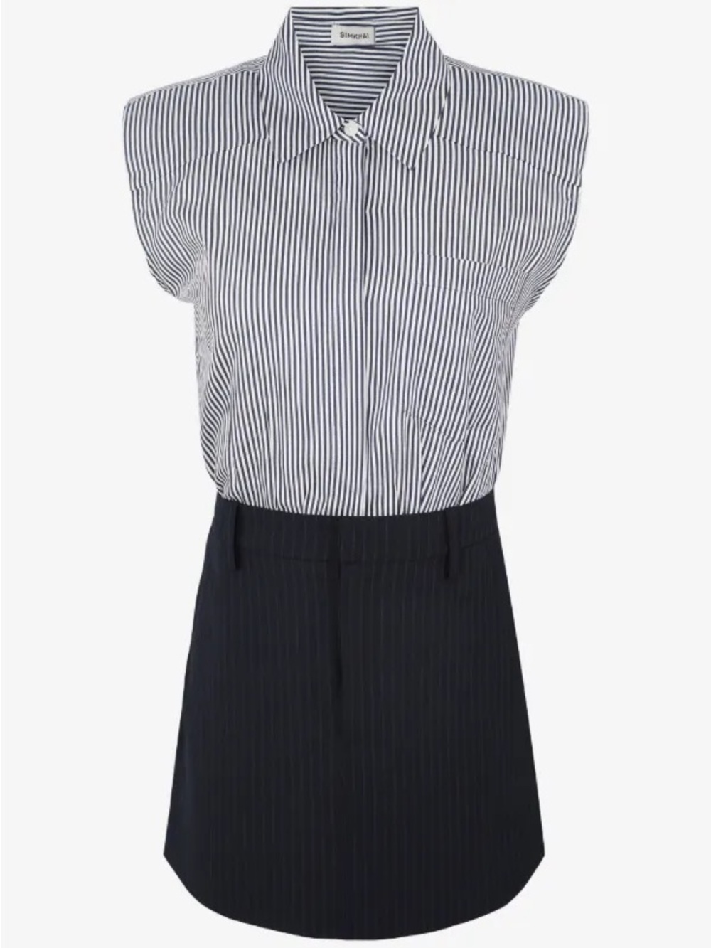 SIMKHAI Graham contrast-fabric mini dress